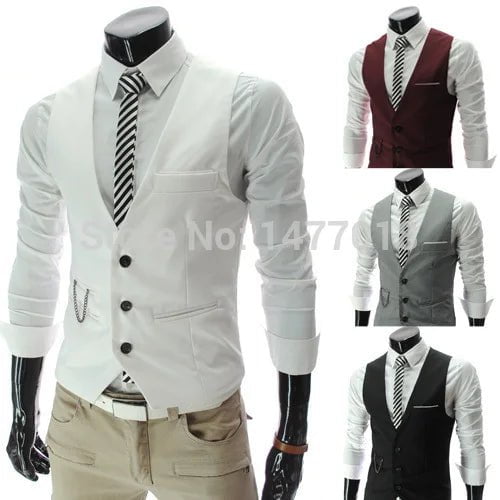 Storazone 2023 New Arrival Dress Vests For Men Slim Fit Mens Suit Vest Male Waistcoat Gilet Homme Casual Sleeveless Formal Business Jacket