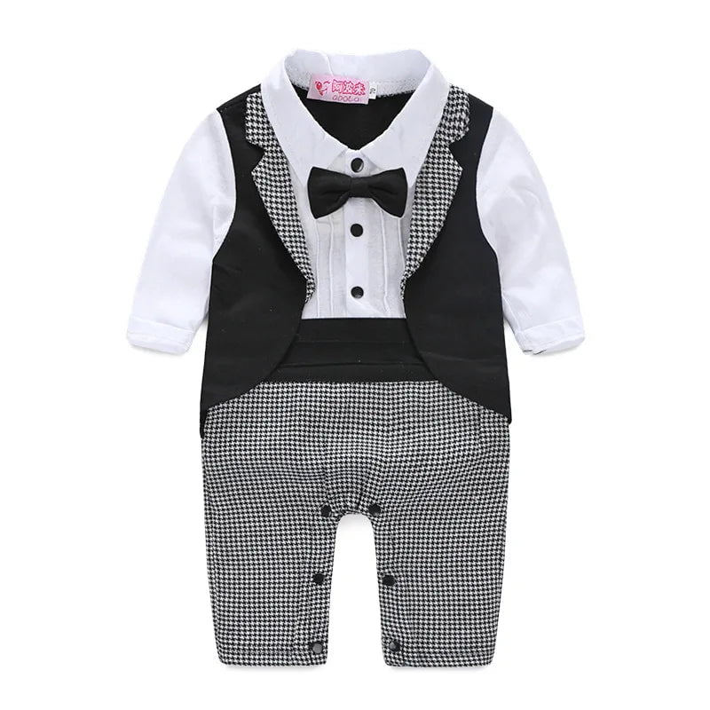 Storazone 2023 New Baby Boys Clothes In Spring And Autumn Baby Pure Cotton Romper Gentleman Bow Tie Piece Jumper Long Sleeve Baby Clothing