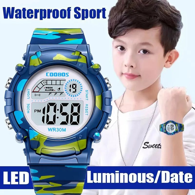 Storazone 2023 New Boys Sports Military Kids Digital Watches Student Childrens Watch Fashion Luminous LED Alarm Camouflage Girls Clock