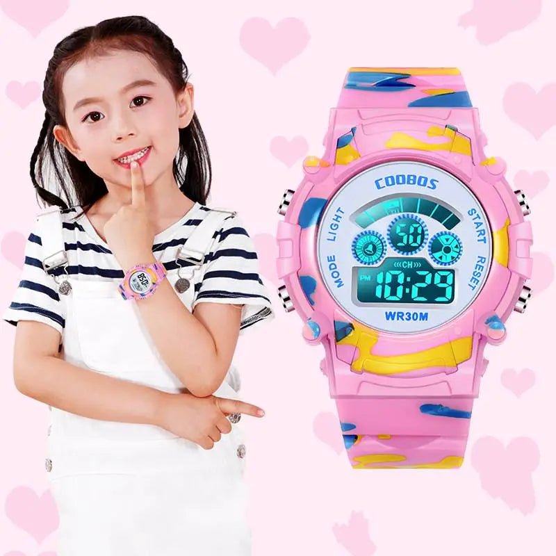 Storazone 2023 New Boys Sports Military Kids Digital Watches Student Childrens Watch Fashion Luminous LED Alarm Camouflage Girls Clock