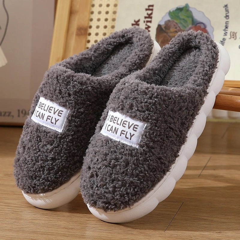 Storazone 2023 New Fashion Winter Soft Sole Mens Indoor Floor Antiskid Slides Bedroom Warm Plush Slippers Male Home Casual Cotton Shoes