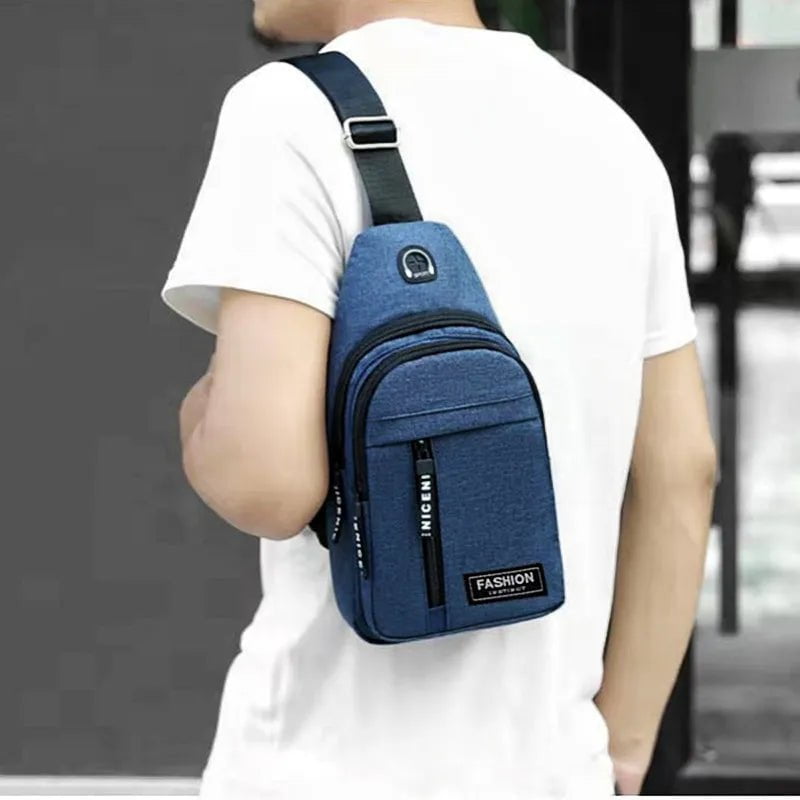 Storazone 2023 New Multifunctional Chest Bag Men's Fashion Trend Oxford Cloth Shoulder Bag Korean Style Casual Waterproof Messenger Bag