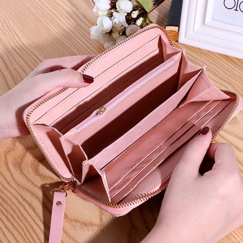 Storazone 2023 New Women's Wallet Long Contrast Panel Zipper Tassel Large Capacity Wallet Mobile Case