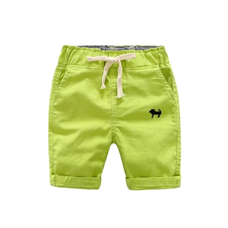 Storazone 2023 Summer Boys Casual Shorts Children Cotton Elastic Waist Pants Toddler Kids Knee Length Pants Solid Color Baby Boys Clothes