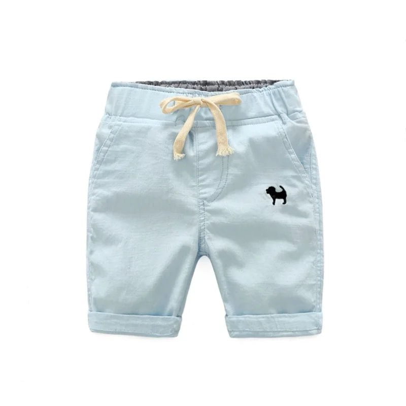 Storazone 2023 Summer Boys Casual Shorts Children Cotton Elastic Waist Pants Toddler Kids Knee Length Pants Solid Color Baby Boys Clothes