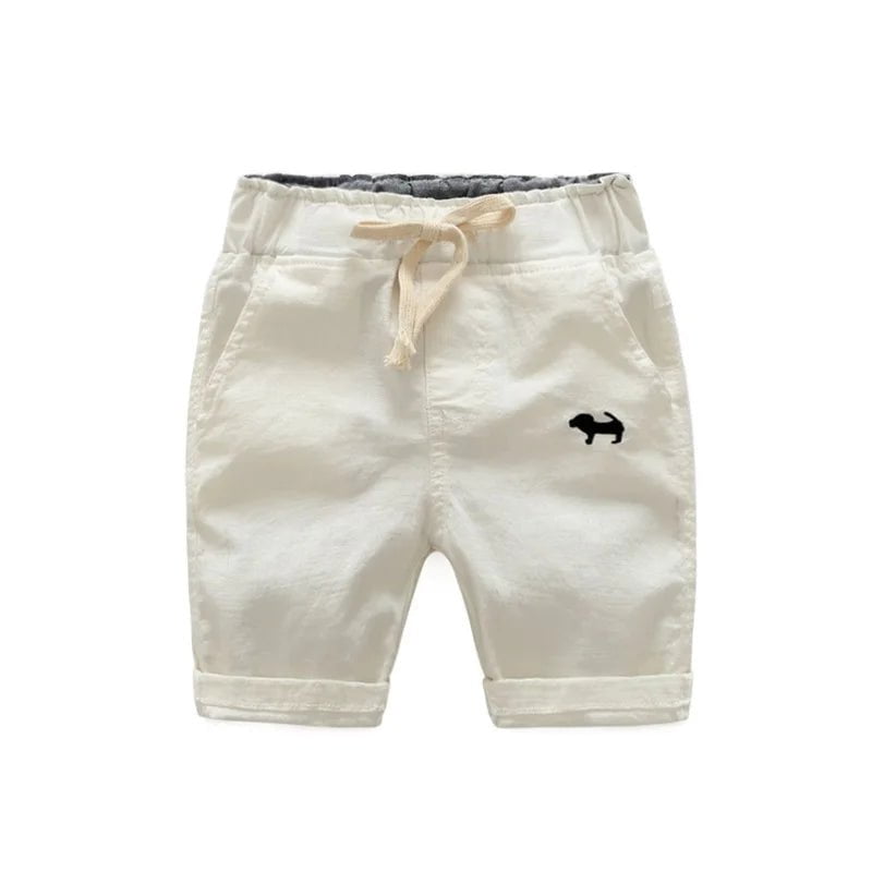 Storazone 2023 Summer Boys Casual Shorts Children Cotton Elastic Waist Pants Toddler Kids Knee Length Pants Solid Color Baby Boys Clothes