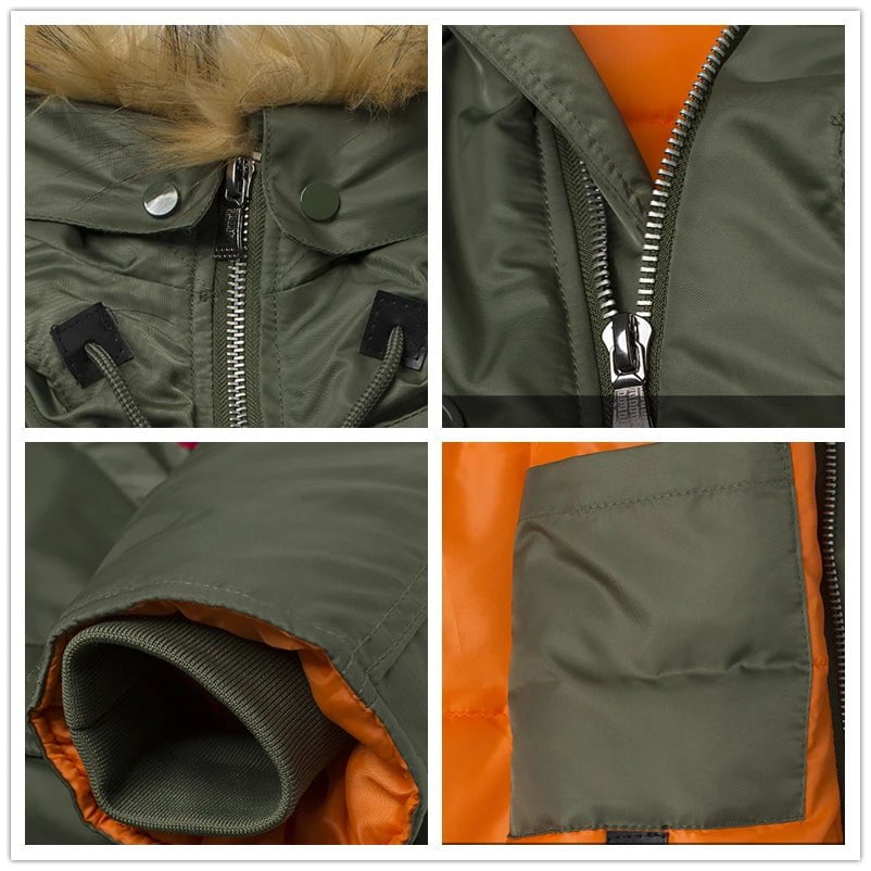 Storazone 2023 Winter N3B puffer men long Куртка аляска coat military fur hood warm tactical bomber army korean thick parka