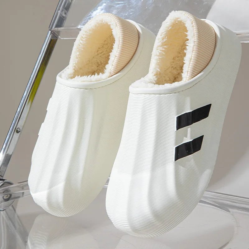 Storazone 2023 Winter Slippers Men Outdoor Waterproof Warm Sneaker Slippers Women Non-Slip Indoor Plush Home Footwear Thick Platform Shoes