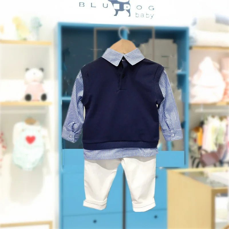 Storazone 2024 Autumn Korean Style Brother And Sister Children's Fashion Suit Kids Matching Outfit Girls Shirt Dress and Boys Clothes Set