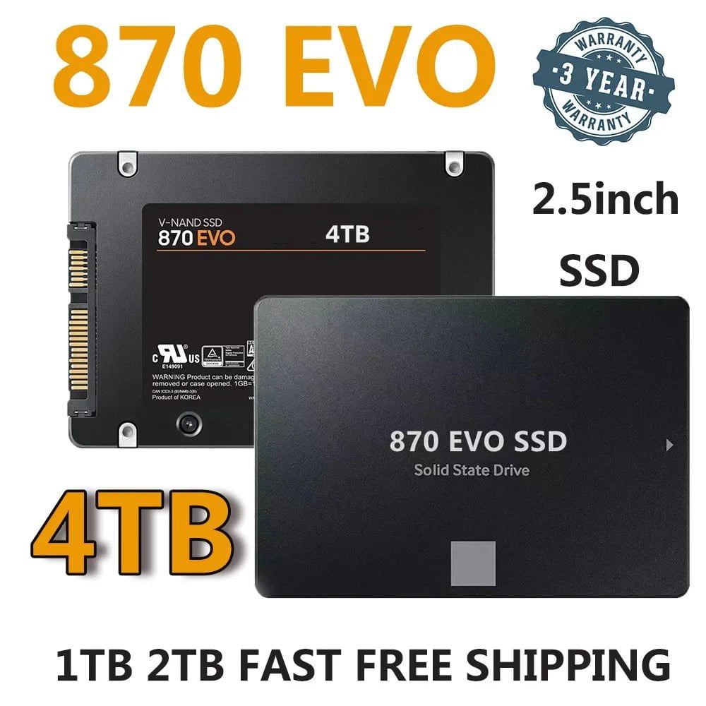 Storazone 2024 Brand SSD 870 EVO SATAIII  4T 2TB 1TB  Internal Solid State Disk HDD Hard Drive 560MB/S  2.5inch Laptop Desktop PC Original