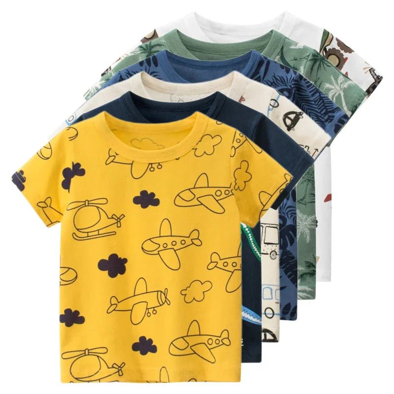 Storazone 2024 Children's T-Shirt for Boys Girls Kids Shirts Baby Short Sleeve Full Print Toddler Cotton Cartoon Car Tee Tops Clothing