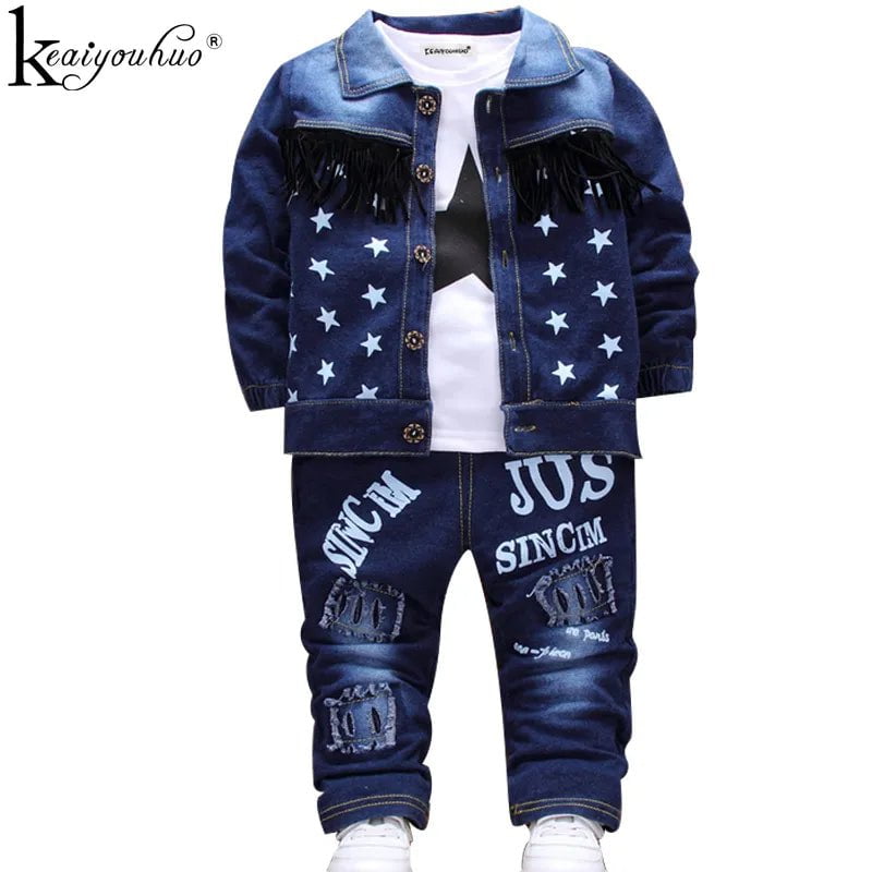 Storazone 2024 Fashion Spring Autumn Baby Boys Clothes Set Sports Suit Children Sets Kids Clothes Denim Clothes For Boys Clothing 1-4 Year