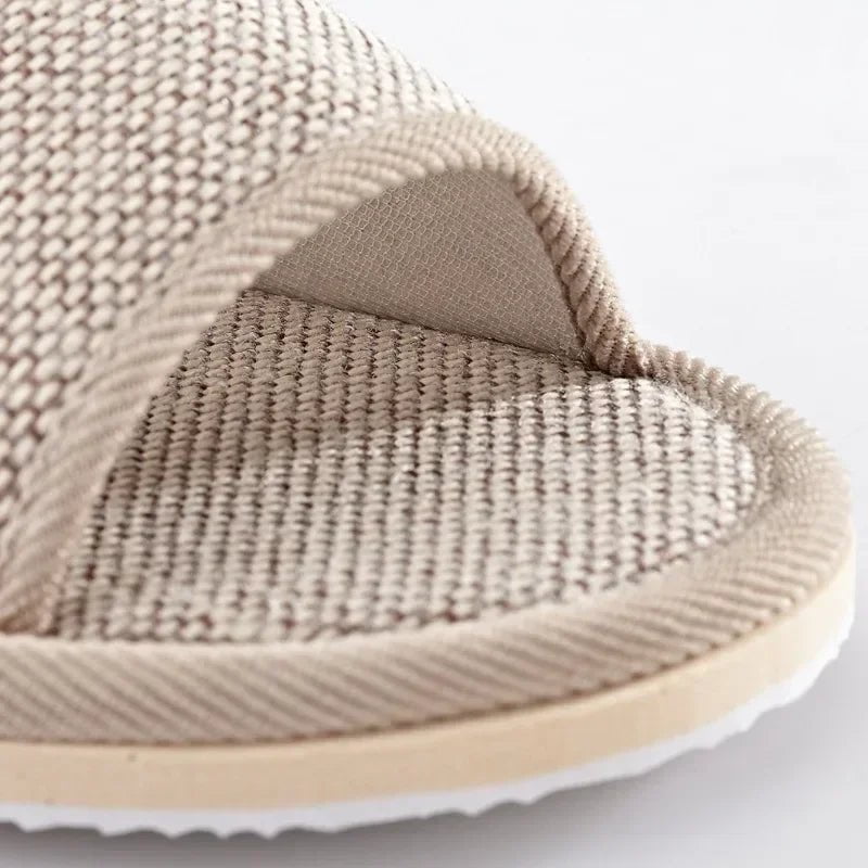 Storazone 2024 New Linen Shoes Women And Men Household Slippers Indoor Floor Shoes Summer Women's Mute Slippers Sandals Slippers
