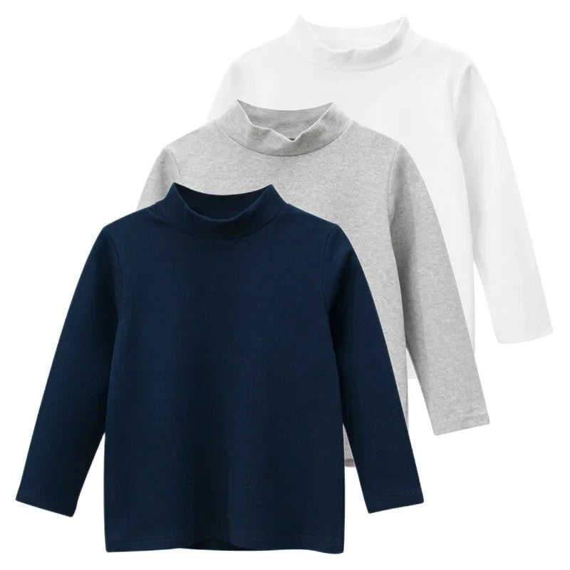 Storazone 2024 Spring New Children's Clothing Unisex Bottoming Shirts Boys Clothes Girls Fashion Long Sleeve Turtleneck Cotton Tops Kids