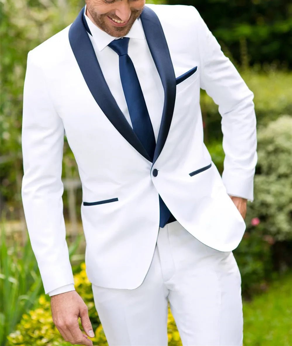 Storazone 2024 Tailor Made Mens Suit White Single Breasted Groom Tuxedos Groomsmen 2 Pieces(Jacket+Pant+Tie)traje de novio para boda