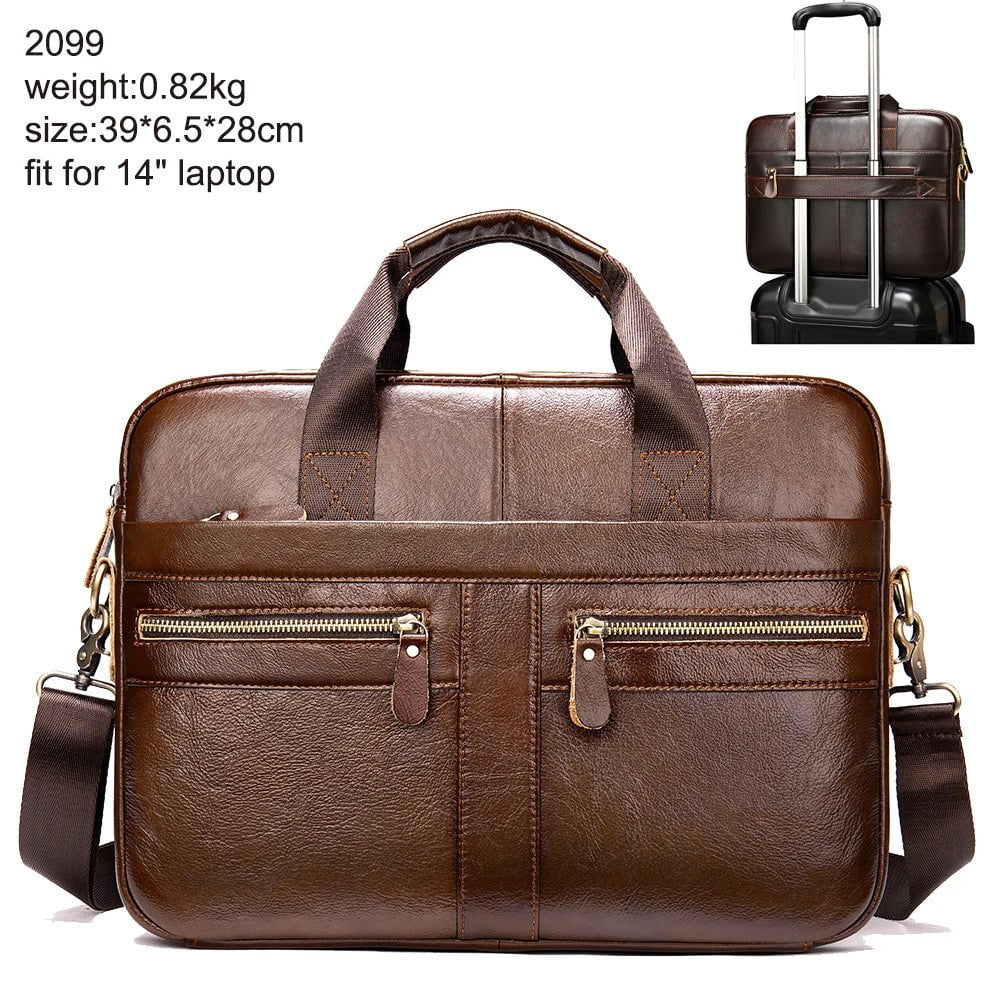 Storazone 2099G4darkcoffee / CHINA WESTAL Bag men's Genuine Leather briefcase Male man laptop bag natural Leather for men Messenger bags men's briefcases 2019