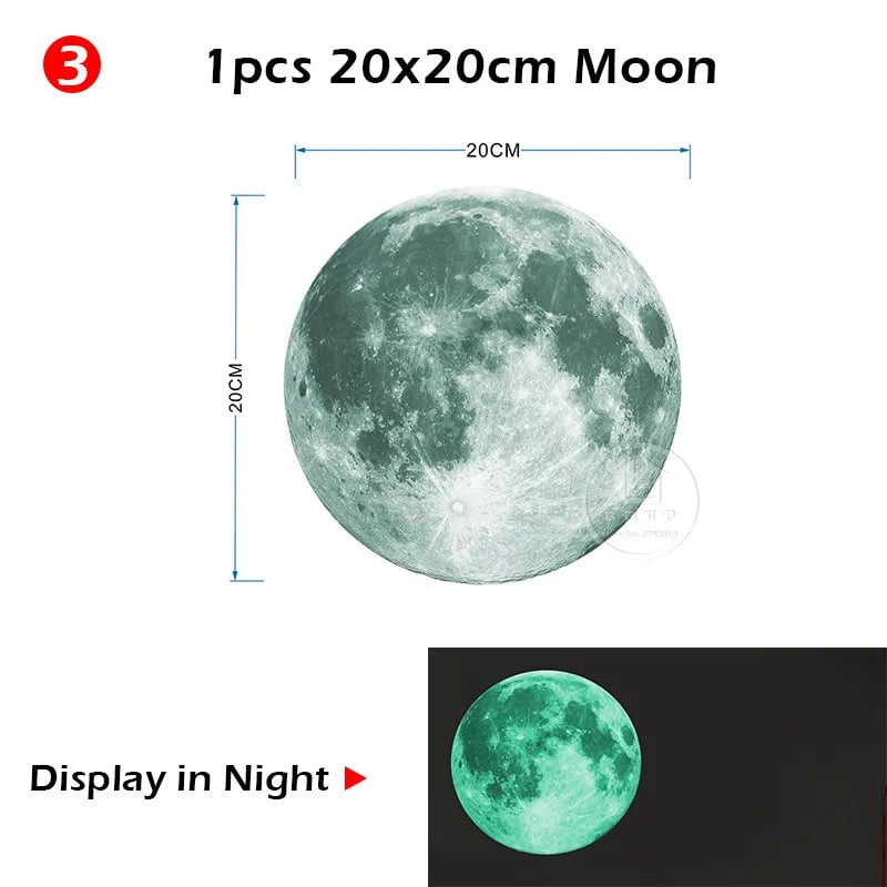 Storazone 20cm Moon Luminous Moon and Stars Wall Stickers for Kids Room Baby Nursery Home Decoration Wall Decals Glow in the Dark Bedroom Ceiling