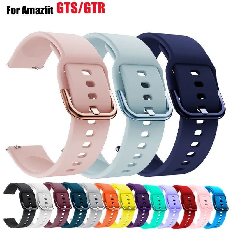 Storazone 20mm/22mm band For Amazfit GTS/2/2e/3/4 GTS2 Mini/GTR 4/3/Pro/47mm/GTR2/2e/stratos 2/3 Silicone Bracelet Amazfit bip Watch strap