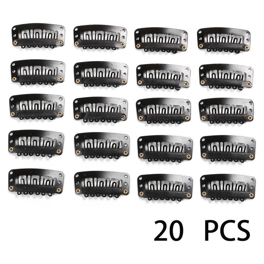 Storazone 20pcs black color Alileader 20Pcs/Lot Clip In Hair Extension Wig Clips For Human Hair Bangs Snap Hair Clips For Extensions Metal Comb For Closure