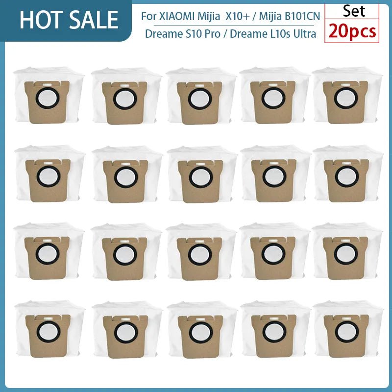 Storazone 20PCS For XIAOMI Mijia Omni 1S B101CN  B116 X10+ Accesories Dreame L10s Ultra / S10 Pro Main Side Brush Hepa Filter Mop Dust Bag Parts