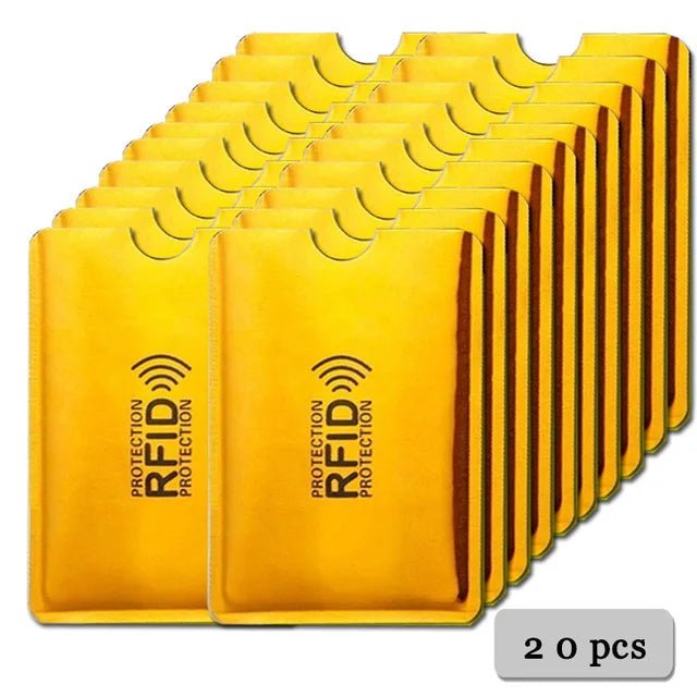 Storazone 20pcs Gold Anti Rfid Card Holder Blocking Reader Lock Bank Card ID Card Case Protector Metal Credit Card Holder Aluminium Case