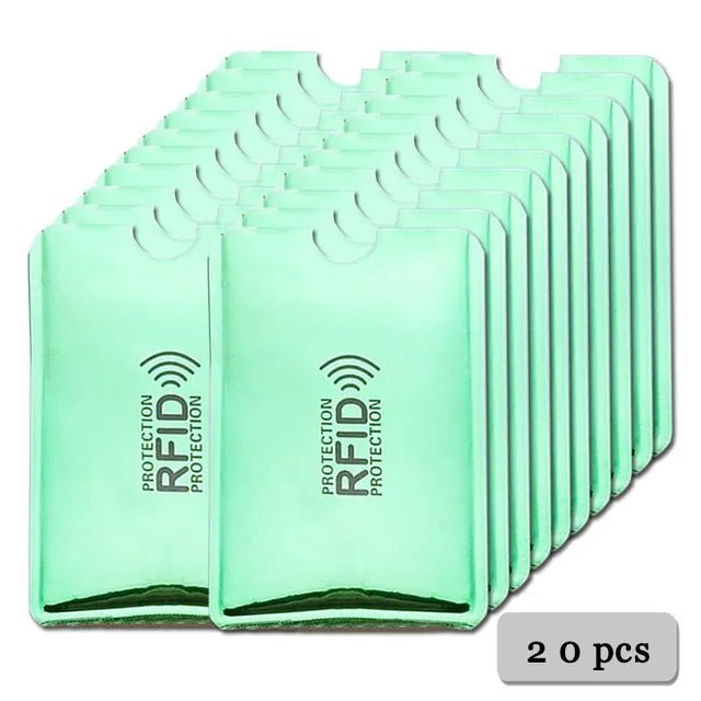 Storazone 20pcs Green Anti Rfid Card Holder Blocking Reader Lock Bank Card ID Card Case Protector Metal Credit Card Holder Aluminium Case