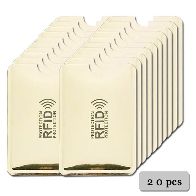 Storazone 20pcs Light Gold Anti Rfid Card Holder Blocking Reader Lock Bank Card ID Card Case Protector Metal Credit Card Holder Aluminium Case