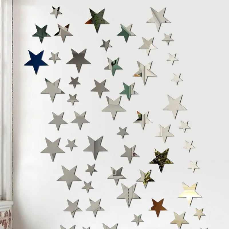Storazone 20pcs Star Wall Sticker 3D Acrylic Irregular Mirror Vanity Living Room Decoration Cartoon Wall Stickers for Kids Room Home Decor