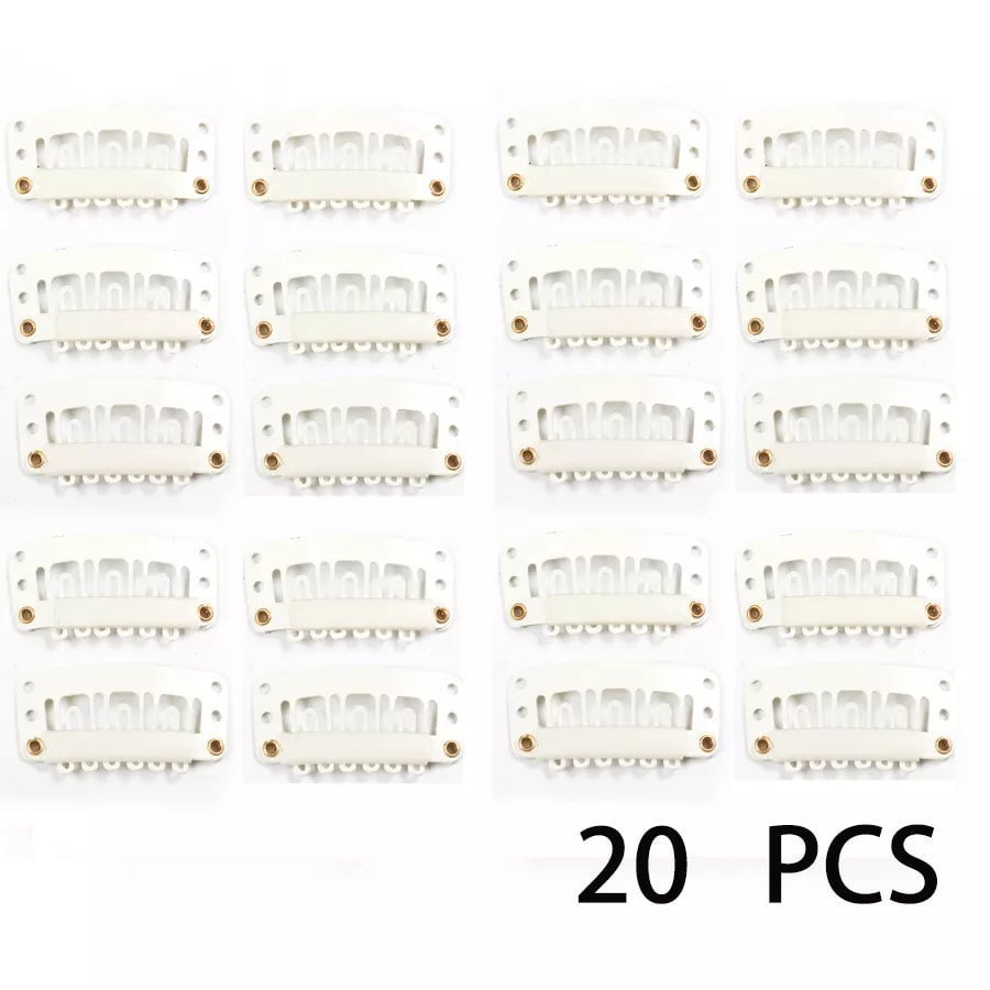 Storazone 20pcs white color Alileader 20Pcs/Lot Clip In Hair Extension Wig Clips For Human Hair Bangs Snap Hair Clips For Extensions Metal Comb For Closure