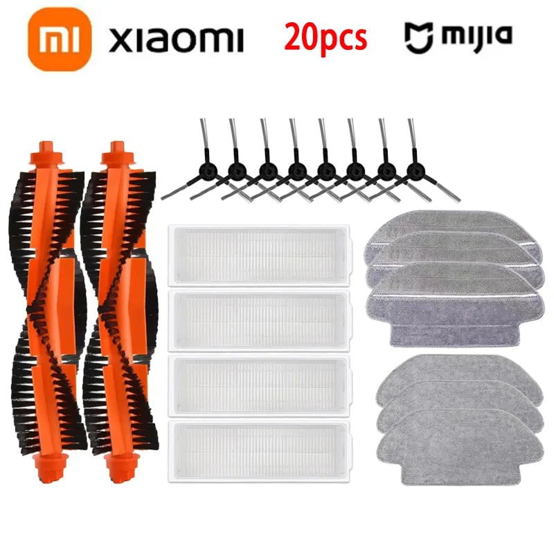 Storazone 20PCS Xiaomi Mijia Mi Robot Vacuum-Mop Pro STYTJ02YM 2S / 3C / Conga 3490 Viomi V2 PRO V3 SE Main Side Brush Hepa Filter Mop Part