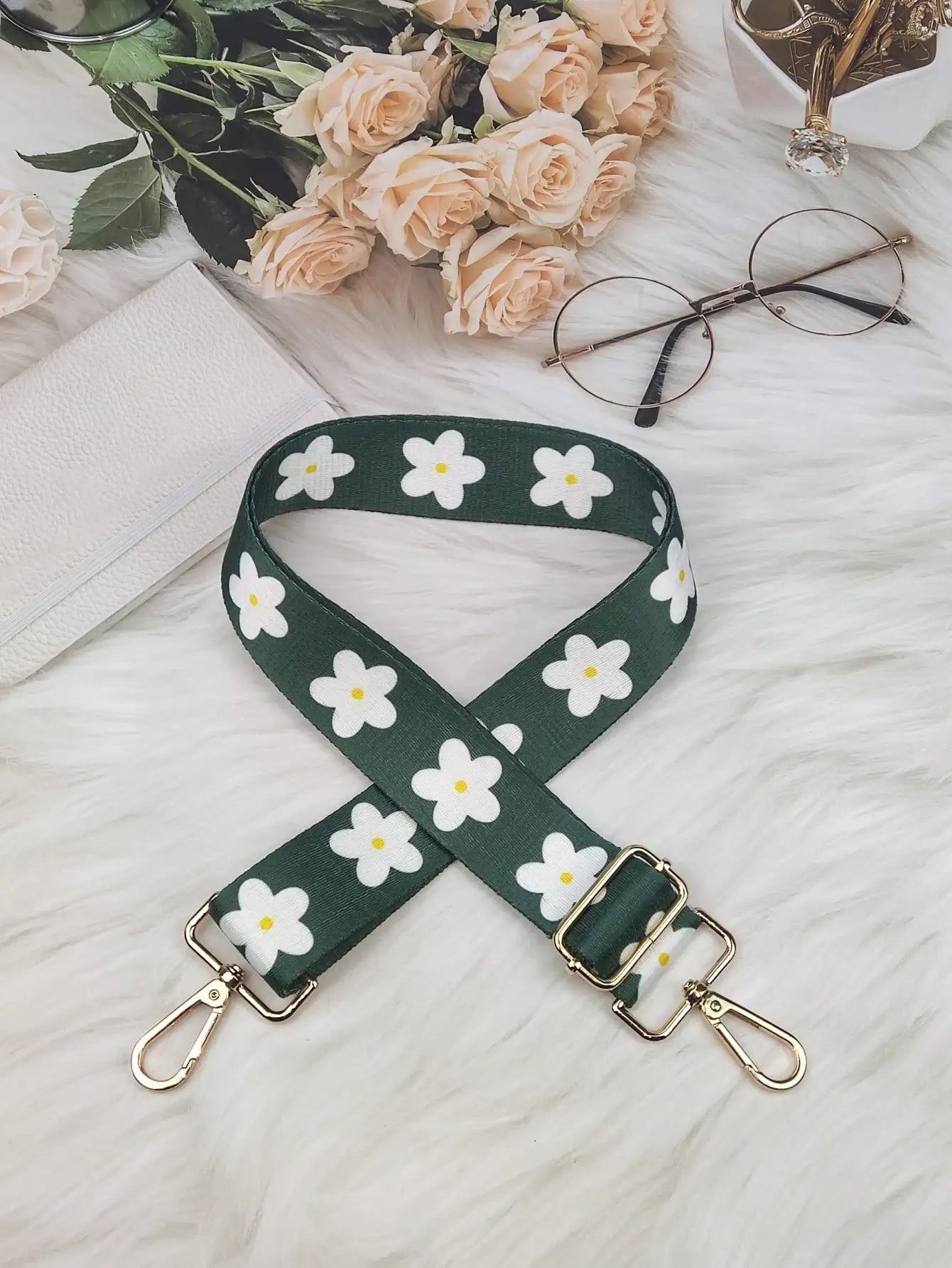 Storazone 21 / Gold buckle Women Colorful Fabric Shoulder Strap Lady Bag Accessories Adjustable Removable Wide Shoulder Crossbody Messenger Nylon Bag Strap