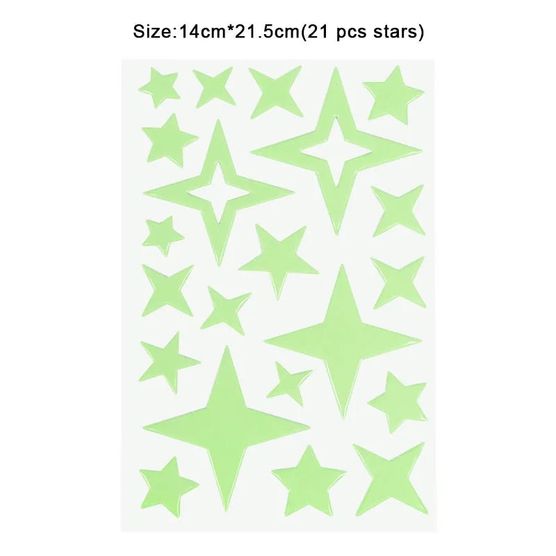 Storazone 21pcs star Luminous 3D Stars Dots Wall Sticker for Kids Room Bedroom Home Decoration Glow In The Dark Moon Decal Fluorescent DIY Stickers