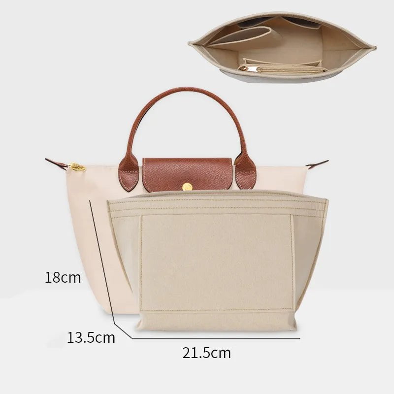 Storazone 21x13x18cm Bag Organizer For Longchamp Mini Bag Storage Bag The Liner Bag Felt Purse Insert Handbag Liner Bag