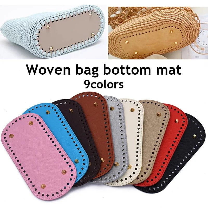 Storazone 22*10cm Long Bottom for Knitted Bag PU leather Bag Base Handmade Bottom With Holes Diy Crochet Bag Bottom accessories