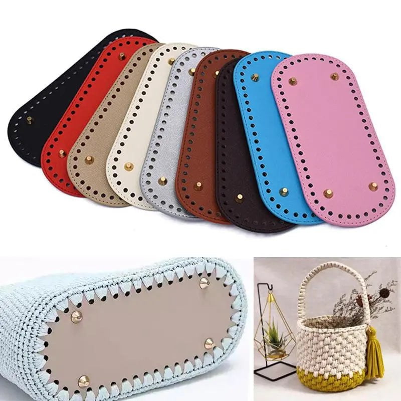 Storazone 22*10cm Long Bottom for Knitted Bag PU leather Bag Base Handmade Bottom With Holes Diy Crochet Bag Bottom accessories