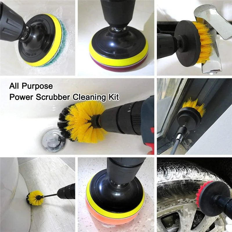 Storazone 22 /3Pcs Electric Drill-Brush Kit Power Scrubber Brush For Carpet Bathroom Surface Tub Furniture Shower Tile Tires Cleaning Tool