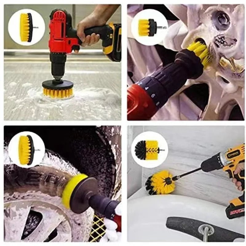 Storazone 22 /3Pcs Electric Drill-Brush Kit Power Scrubber Brush For Carpet Bathroom Surface Tub Furniture Shower Tile Tires Cleaning Tool