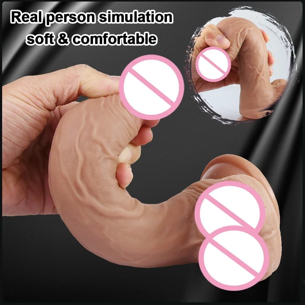 Storazone 22.5cm Realistic Dildo Cock for Women Anal Sex Toys Huge Big Fake Penis with Suction Cup Flexible G-spot Curved Shaft and Ball