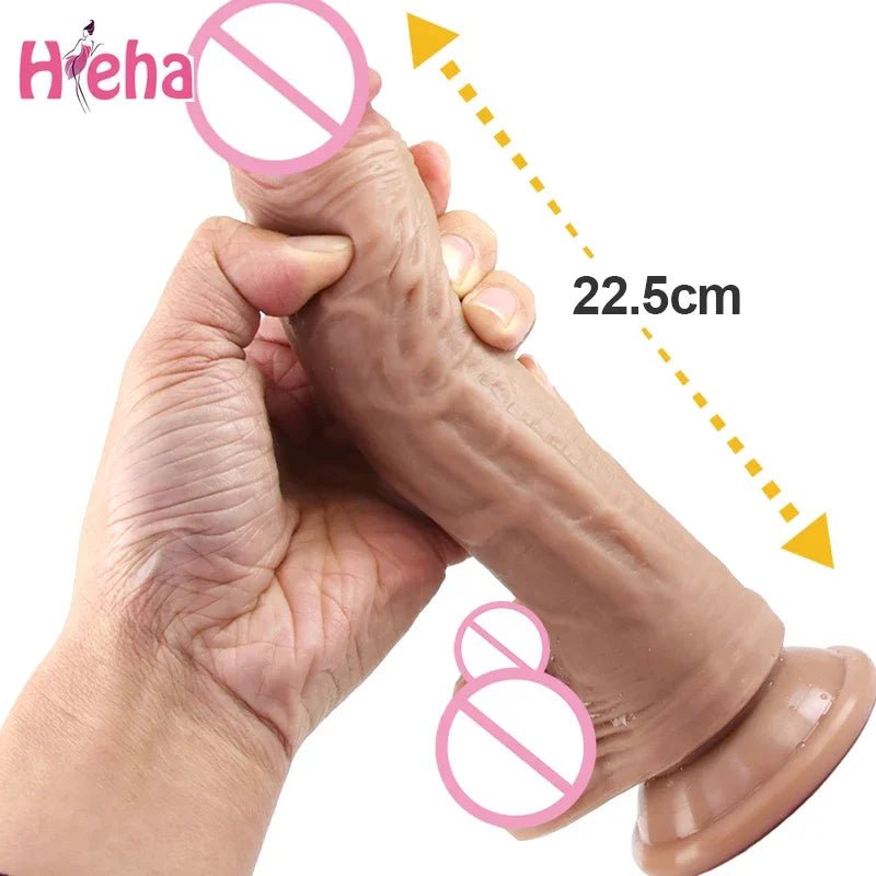 Storazone 22.5cm Realistic Dildo Cock for Women Anal Sex Toys Huge Big Fake Penis with Suction Cup Flexible G-spot Curved Shaft and Ball