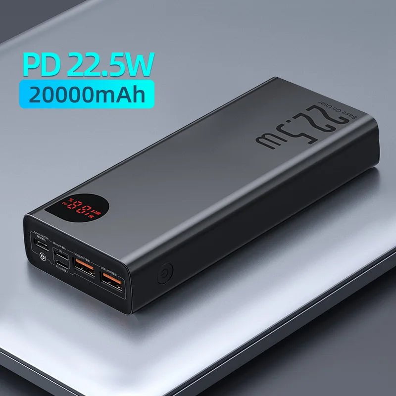 Storazone 22.5W Black / 20000mah / CHINA Baseus 65W Power Bank 20000mAh Portable Charging Powerbank Mobile Phone External Battery PD QC 3.0 Charger 22.5W Poverbank 20000