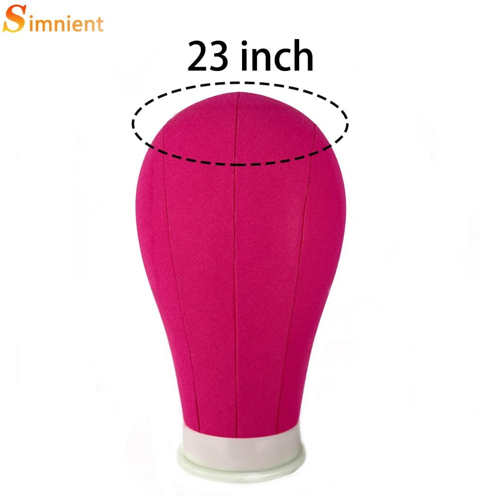 Storazone 23 inch red Training Mannequin Head Canvas Block Head Display Styling Mannequin Manikin Head WigTripod Stand Free Get T Pins Wig Install Kit