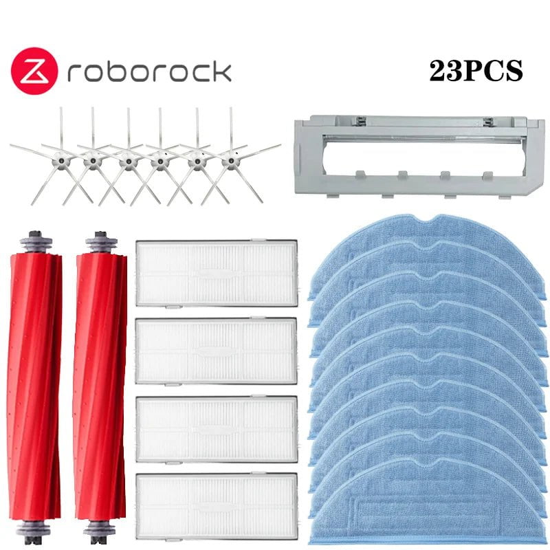 Storazone 23PCS Roborock S7 S70 S7Max T7S T7S Plus Robot Vacuum  Cleaner Accessories Main Brush cover Hepa Filter Mop Pad Spare Parts