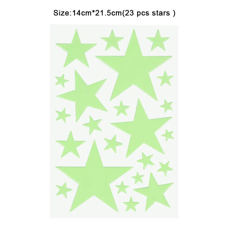 Storazone 23pcs star Luminous 3D Stars Dots Wall Sticker for Kids Room Bedroom Home Decoration Glow In The Dark Moon Decal Fluorescent DIY Stickers