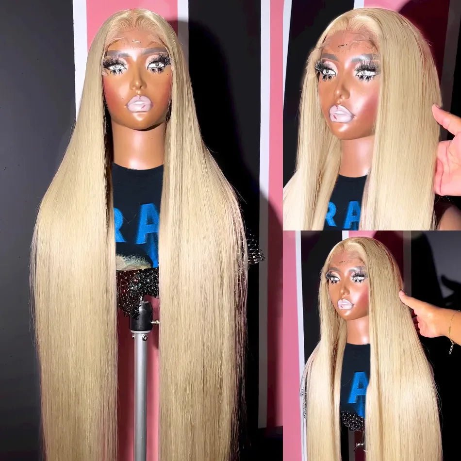 Storazone 250% 32 40Inch 613 Blonde Straight 13x6 Lace Frontal Wig Brazilian Colored Glueless For Women 13x4 Lace Front Human Hair Wigs