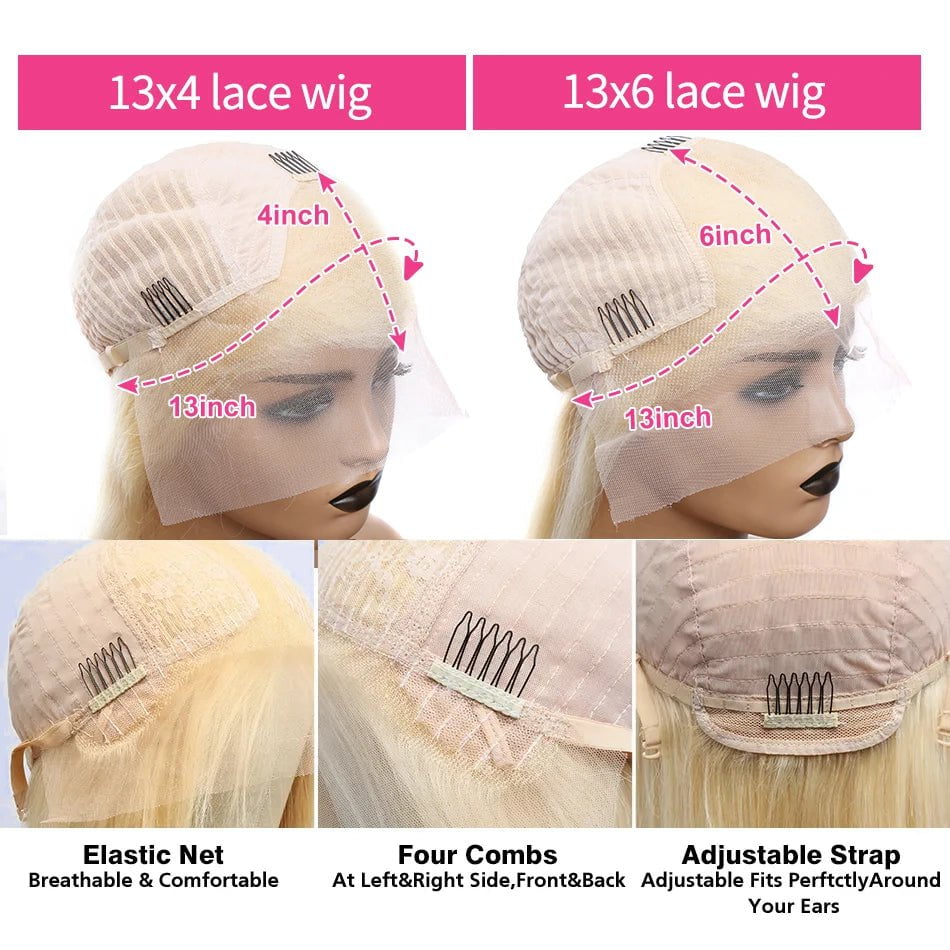 Storazone 250% 32 40Inch 613 Blonde Straight 13x6 Lace Frontal Wig Brazilian Colored Glueless For Women 13x4 Lace Front Human Hair Wigs