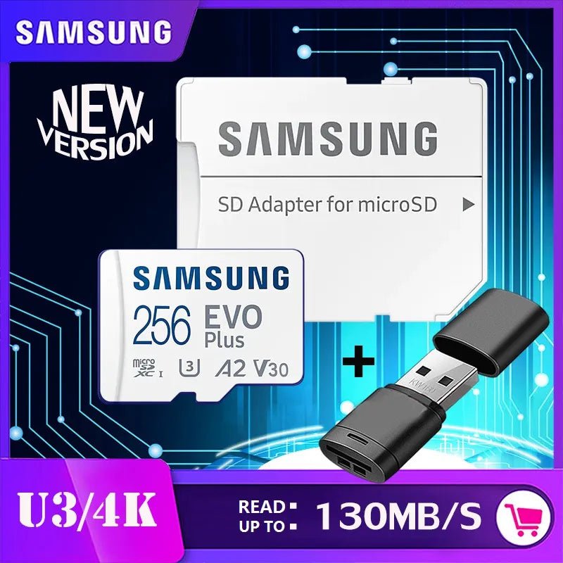 Storazone 256GB U3 R130MBs-Set SAMSUNG Original Micro SD 64GB Memori Memory Card C10 TF MicroSD TF Cards SDXC 128GB 256GB 512GB U3 4K For Phone Drone Camera