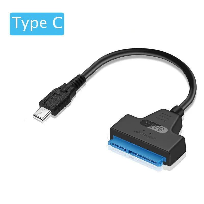 Storazone 25CM Type C SATA to USB 3.0 / 2.0 Cable Up to 6 Gbps for 2.5 Inch External HDD SSD Hard Drive SATA 3 22 Pin Adapter USB 3.0 to Sata III Cord