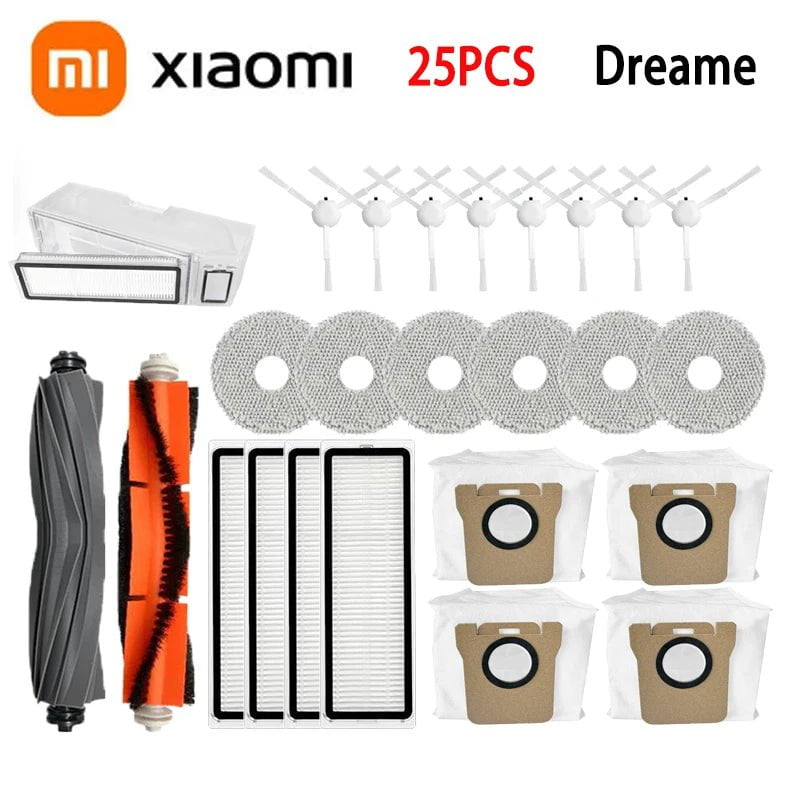 Storazone 25PCS For XIAOMI Mijia Omni 1S B101CN  B116 X10+ Accesories Dreame L10s Ultra / S10 Pro Main Side Brush Hepa Filter Mop Dust Bag Parts