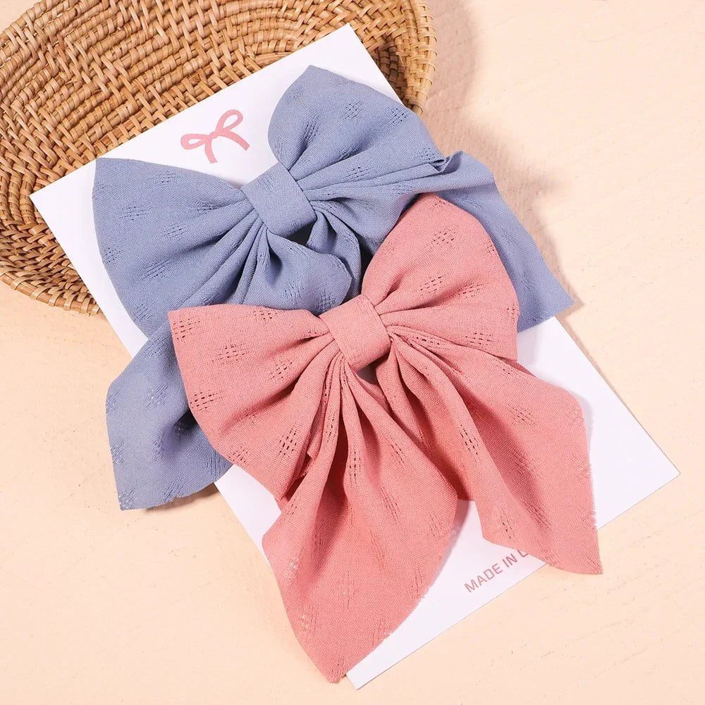 Storazone 2775-2 2Pcs/set Women Girls Sweet Solid Bowknot Hair Clips Print Bows Hairpins Ribbon Barrettes Duckbill Clip Headwear Hair Accessories