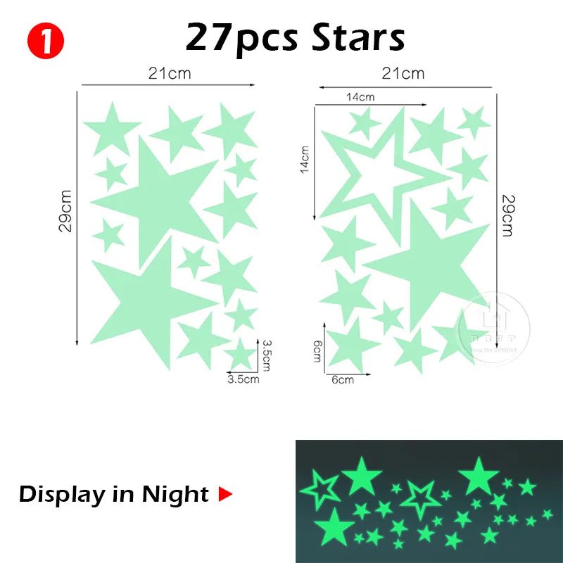 Storazone 27pcs Stars Luminous Moon and Stars Wall Stickers for Kids Room Baby Nursery Home Decoration Wall Decals Glow in the Dark Bedroom Ceiling